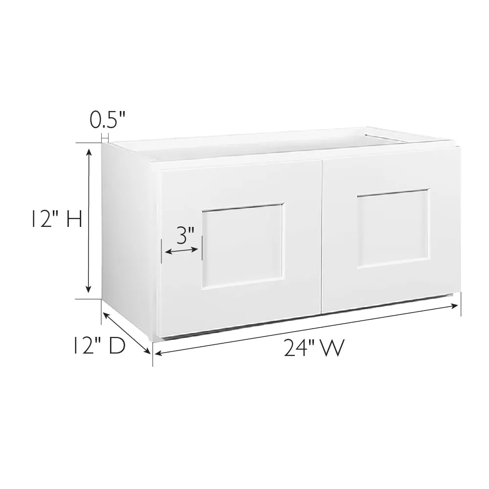 Design House Brookings 24-in W x 12-in H x 12-in D White Maple L-shaped Corner Wall Fully Assembled Plywood Cabinet (Recessed Panel Shaker Style), photo 3 of 20