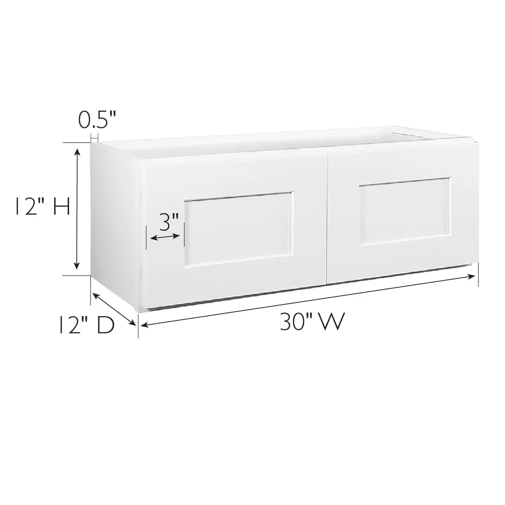Design House Brookings 30-in W x 12-in H x 12-in D White Maple L-shaped Wall Fully Assembled Plywood Cabinet (Recessed Panel Shaker Door Style), photo 3 of 20