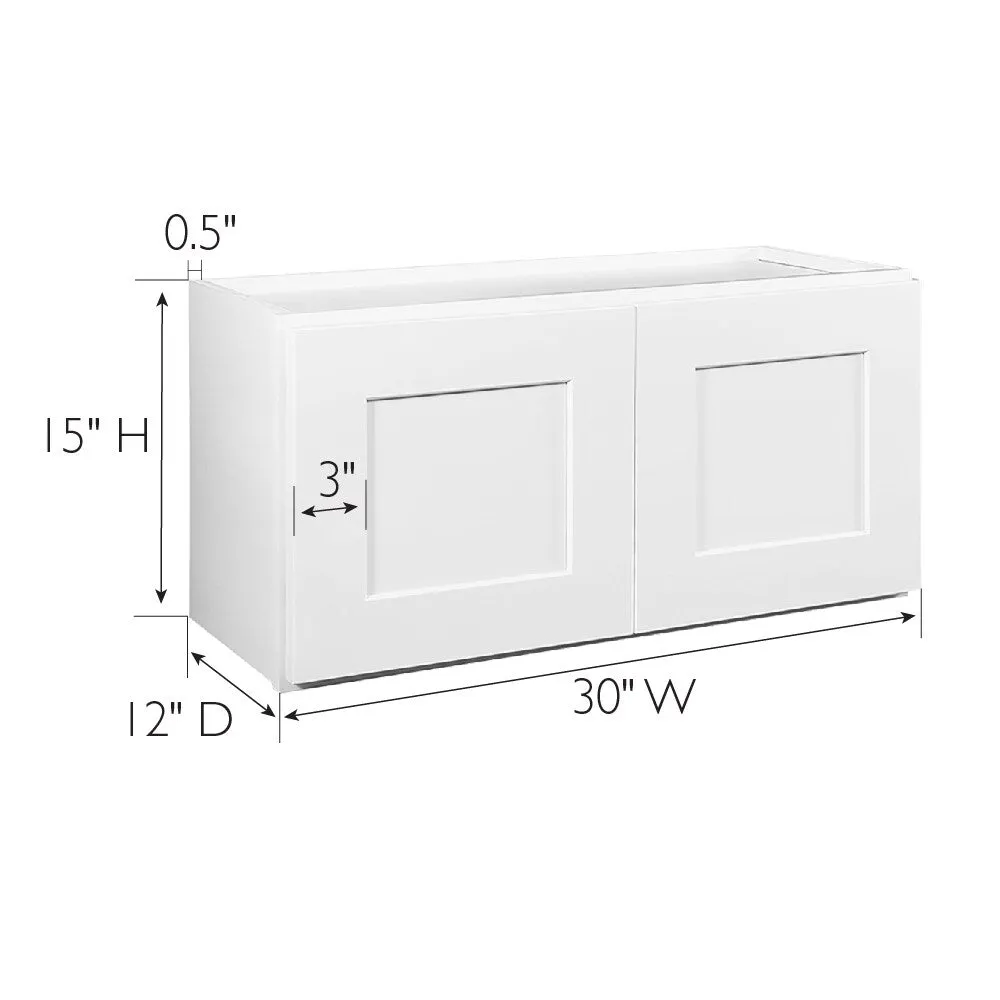 Design House Brookings 30-in W x 15-in H x 12-in D White Maple Wall Fully Assembled Plywood Cabinet (Recessed Panel Shaker Door Style), photo 3 of 20