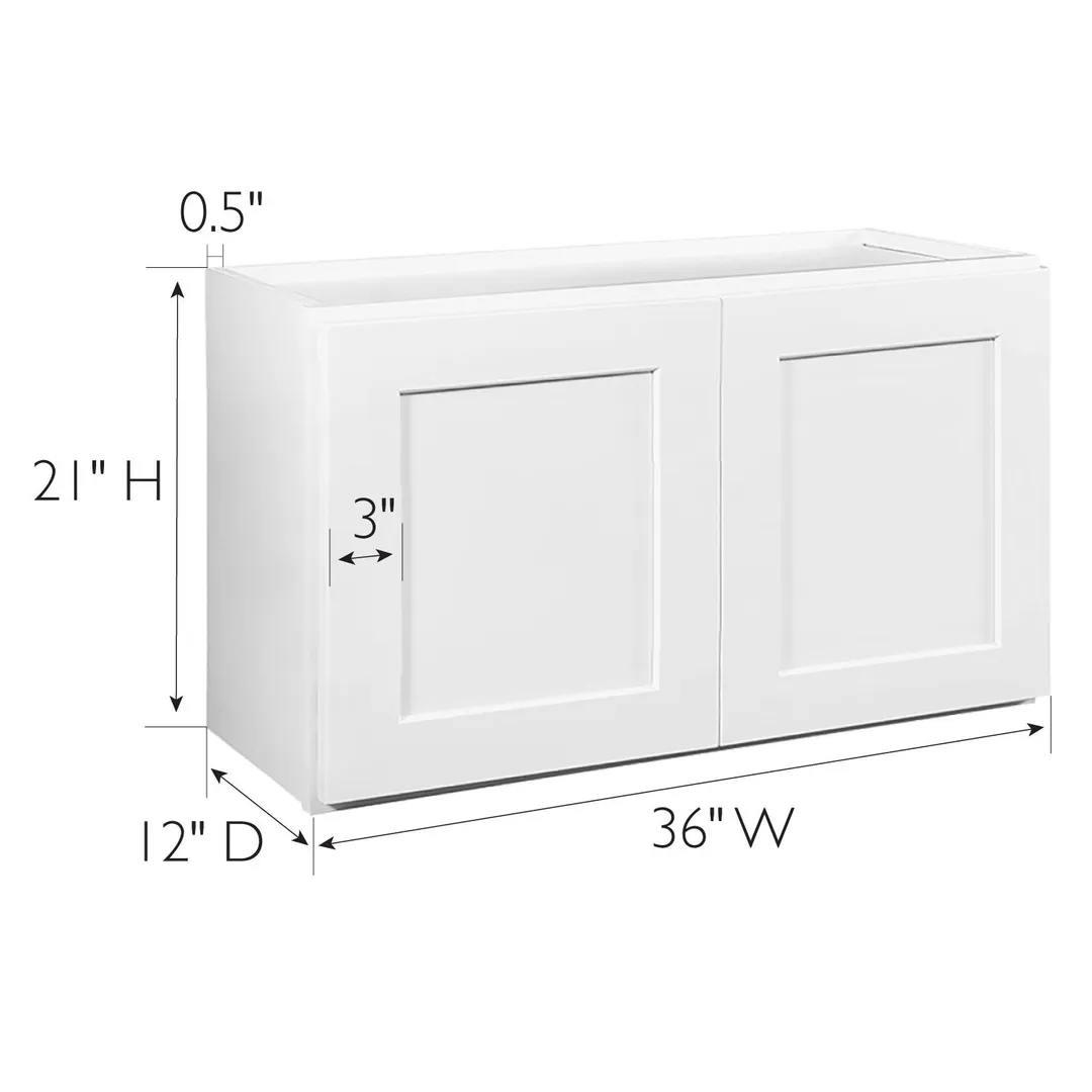Design House Brookings 36-in W x 21-in H x 12-in D White Maple Wall Ready To Assemble Plywood Cabinet (Recessed Panel Shaker Door Style), photo 3 of 19