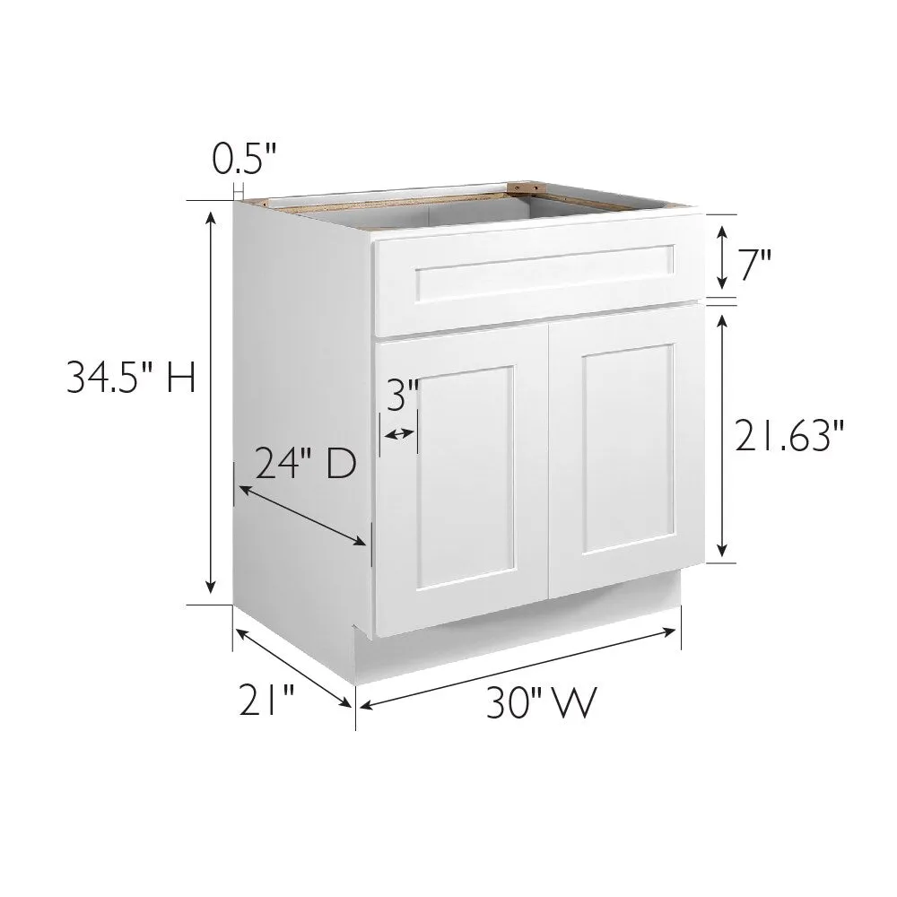 Design House Brookings 30-in W x 34.5-in H x 24-in D White Maple Base Fully Assembled Plywood Cabinet (Recessed Panel Shaker Door Style), photo 2 of 20