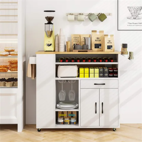 White Mdf Base with Wood Top Rolling Kitchen Island (27-in x 50 x 37-in)