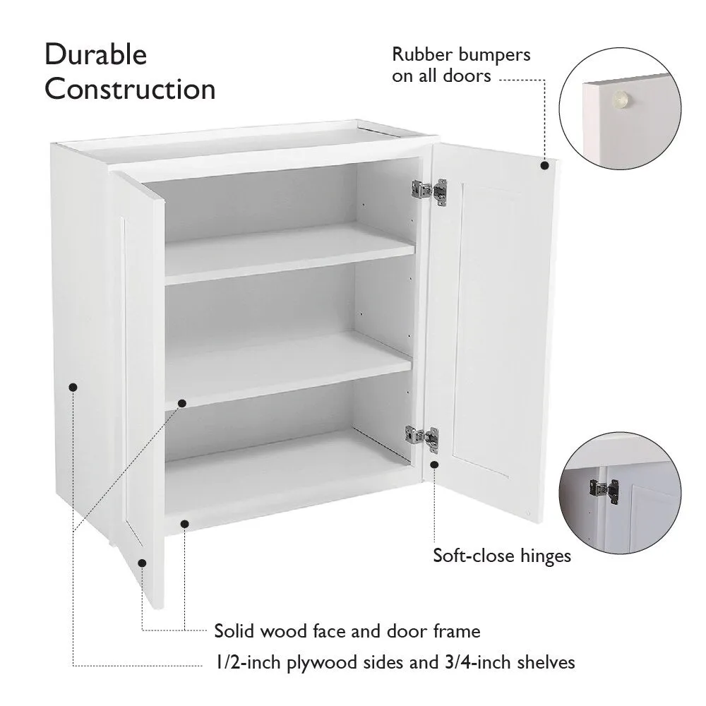 Design House Brookings 24-in W x 36-in H x 12-in D White Maple Wall Ready To Assemble Plywood Cabinet (Recessed Panel Shaker Door Style), photo 6 of 20