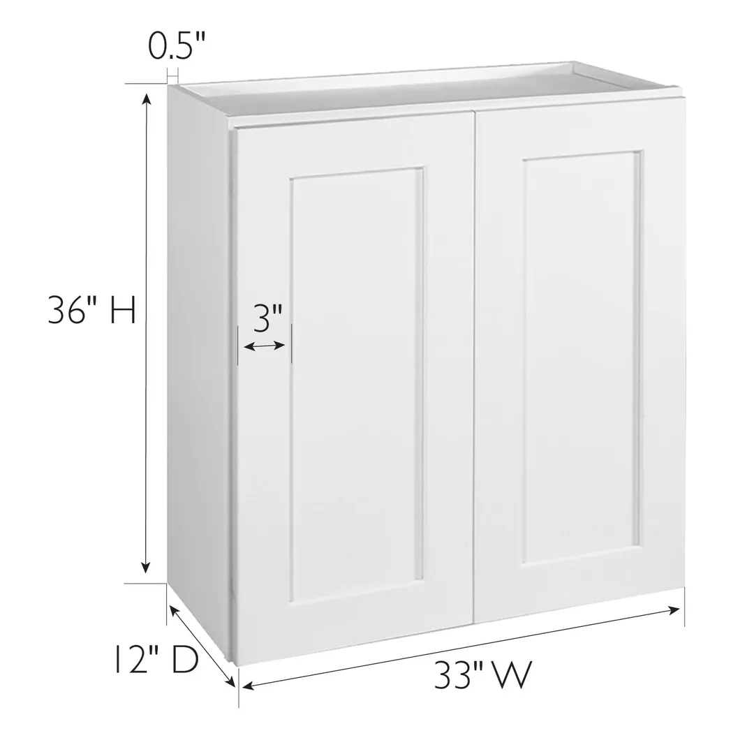 Design House Brookings 33-in W x 36-in H x 12-in D White Maple Wall Ready To Assemble Plywood Cabinet (Recessed Panel Shaker Door Style), photo 3 of 19