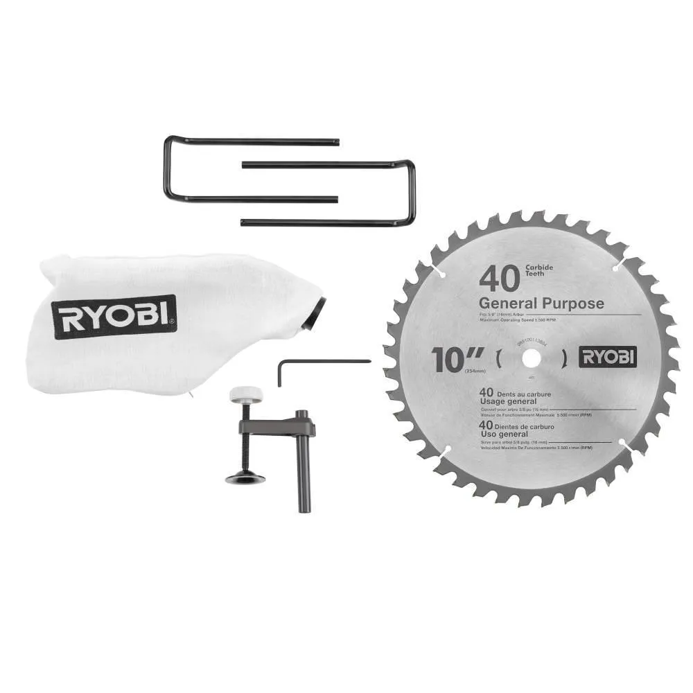 RYOBI 15 Amp 10 in. Sliding Compound Miter Saw and 18-Volt Cordless ONE+ 1/2 in. Drill/Driver Kit w/(1)1.5 Ah Battery, Charger, photo 7 of 15