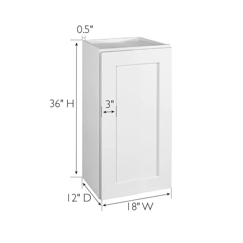 Design House Brookings 18-in W x 36-in H x 12-in D White Maple Wall Fully Assembled Plywood Cabinet (Recessed Panel Shaker Door Style), photo 3 of 20