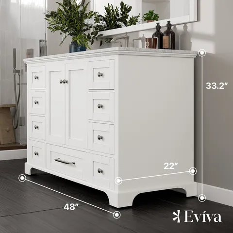 Frontier 48-in White Vanity with Carrara Marble Top & Undermount Sink