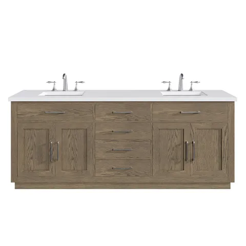 Abbington 84-in Gray Oak Double Sink Vanity with Cultured Marble Top