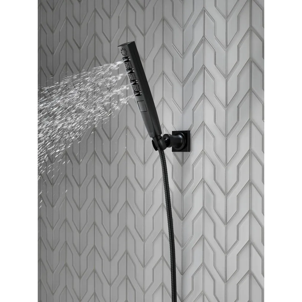 Zura 5-Spray 1.3 in. Single Wall Mount Handheld H2Okinetic Shower Head in Matte Black, photo 4 of 14