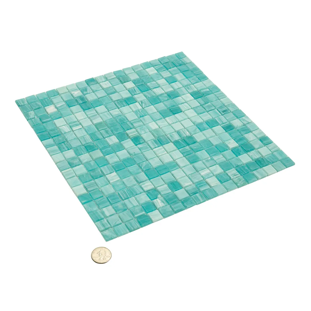 Apollo Tile Skosh Aqua Green 11-1/2-in x 11-1/2-in Glossy Glass Uniform Squares Floor and Wall Tile (18.69-sq. ft/ Carton), photo 3 of 5