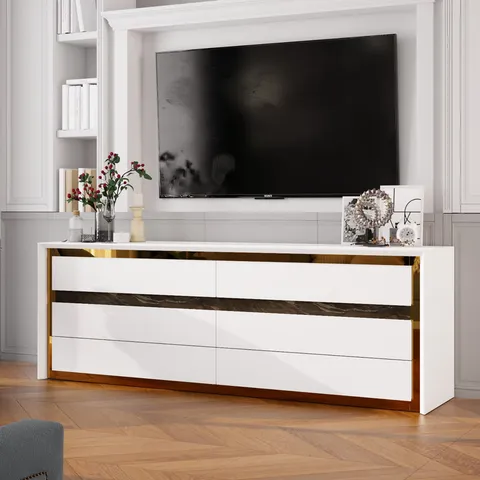 Modern/Contemporary White Tv Cabinet Integrated Tv Mount