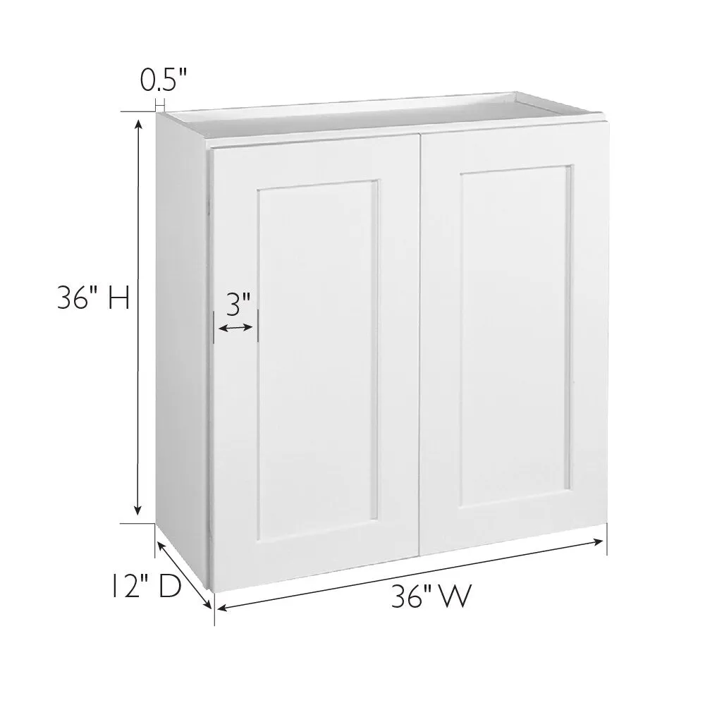 Design House Brookings 36-in W x 36-in H x 12-in D White Maple Wall Fully Assembled Plywood Cabinet (Recessed Panel Shaker Door Style), photo 2 of 20