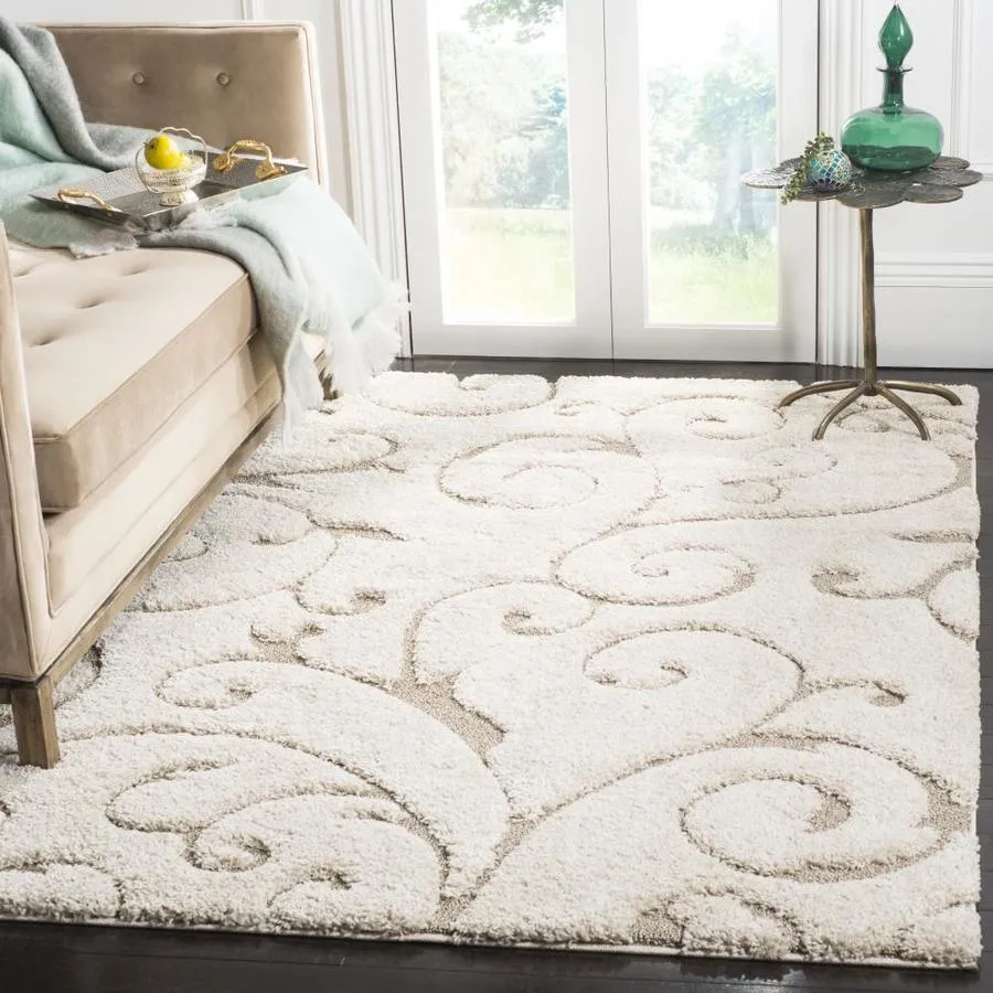 Safavieh Florida Scroll Shag 9 x 12 Cream/Beige Indoor Floral/Botanical Area Rug, photo 5 of 9