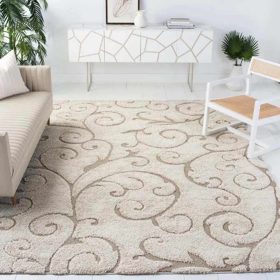 Safavieh Florida Scroll Shag 9 x 12 Cream/Beige Indoor Floral/Botanical Area Rug, photo 4 of 9