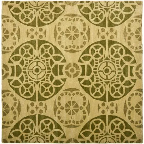 Safavieh Wyndham Hutton 7 x 7 Honey/Green Square Indoor Abstract Bohemian/Eclectic Handcrafted Area Rug, photo 4 of 4