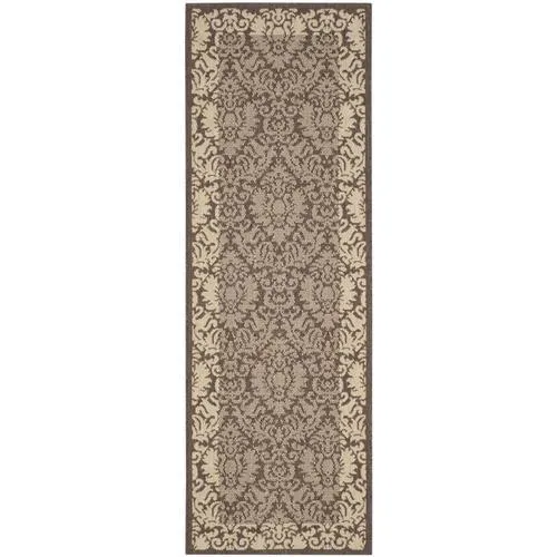 Safavieh Courtyard Nashua 2 x 12 Chocolate/Natural Indoor/Outdoor Damask Coastal Runner, photo 3 of 3