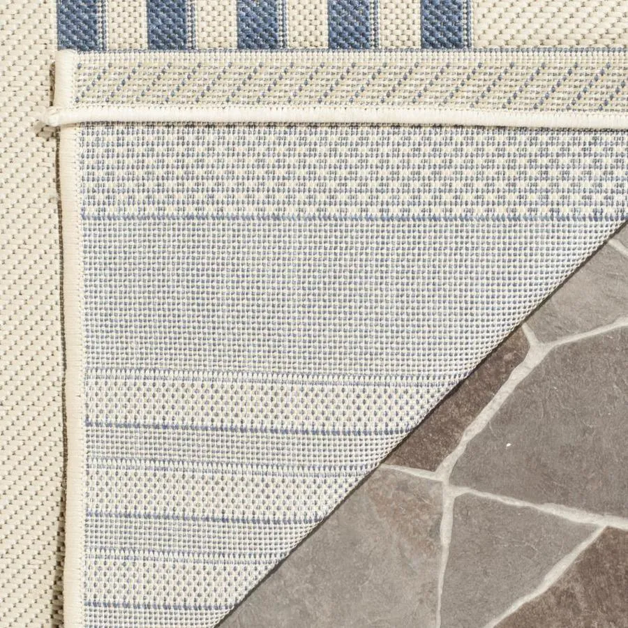 Safavieh Courtyard Dobby 2 x 8 Beige/Blue Indoor/Outdoor Stripe Coastal Runner, photo 2 of 3