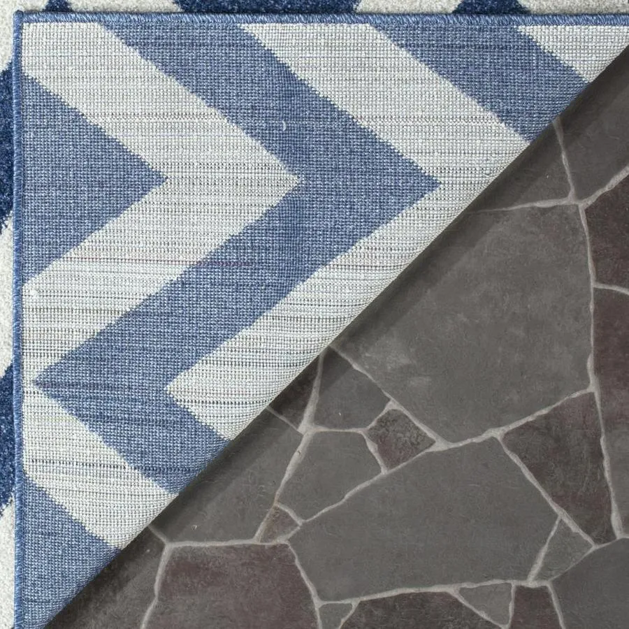 Safavieh Amherst Bellport 2 x 7 Navy/Beige Indoor/Outdoor Chevron Mid-Century Modern Runner, photo 3 of 4