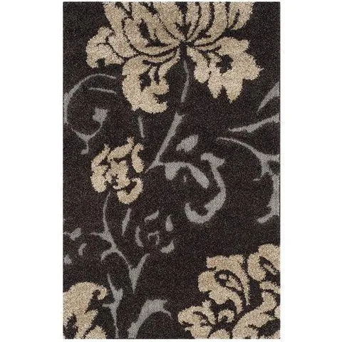 Votive Shag 8 x 10 Dark Brown/Smoke Indoor Floral/Botanical Area Rug