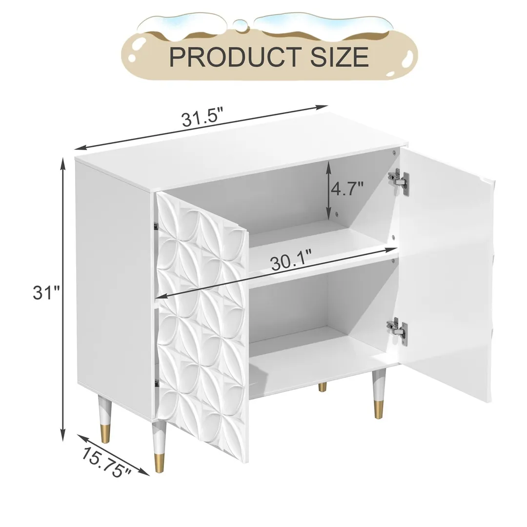 Mondawe 31.5 in. 2-Door Locker Accent Cabinet Chests, White, photo 5 of 12