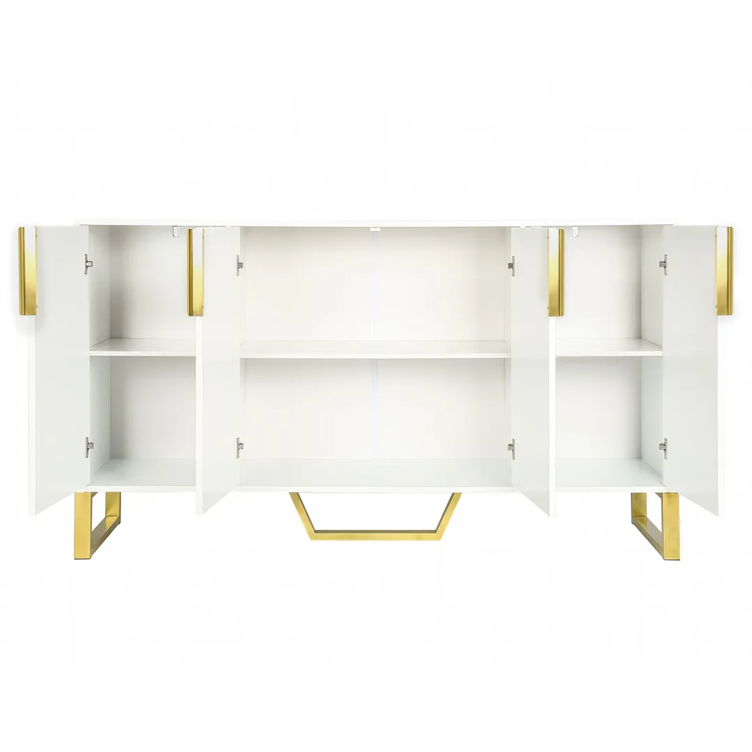 JIMSMAISON The pinstripe design on the door panel is elegant and understated, and the gold metal legs reflect the texture, the design of this cabinet combines the features of modern simplicity and light luxury, photo 9 of 12