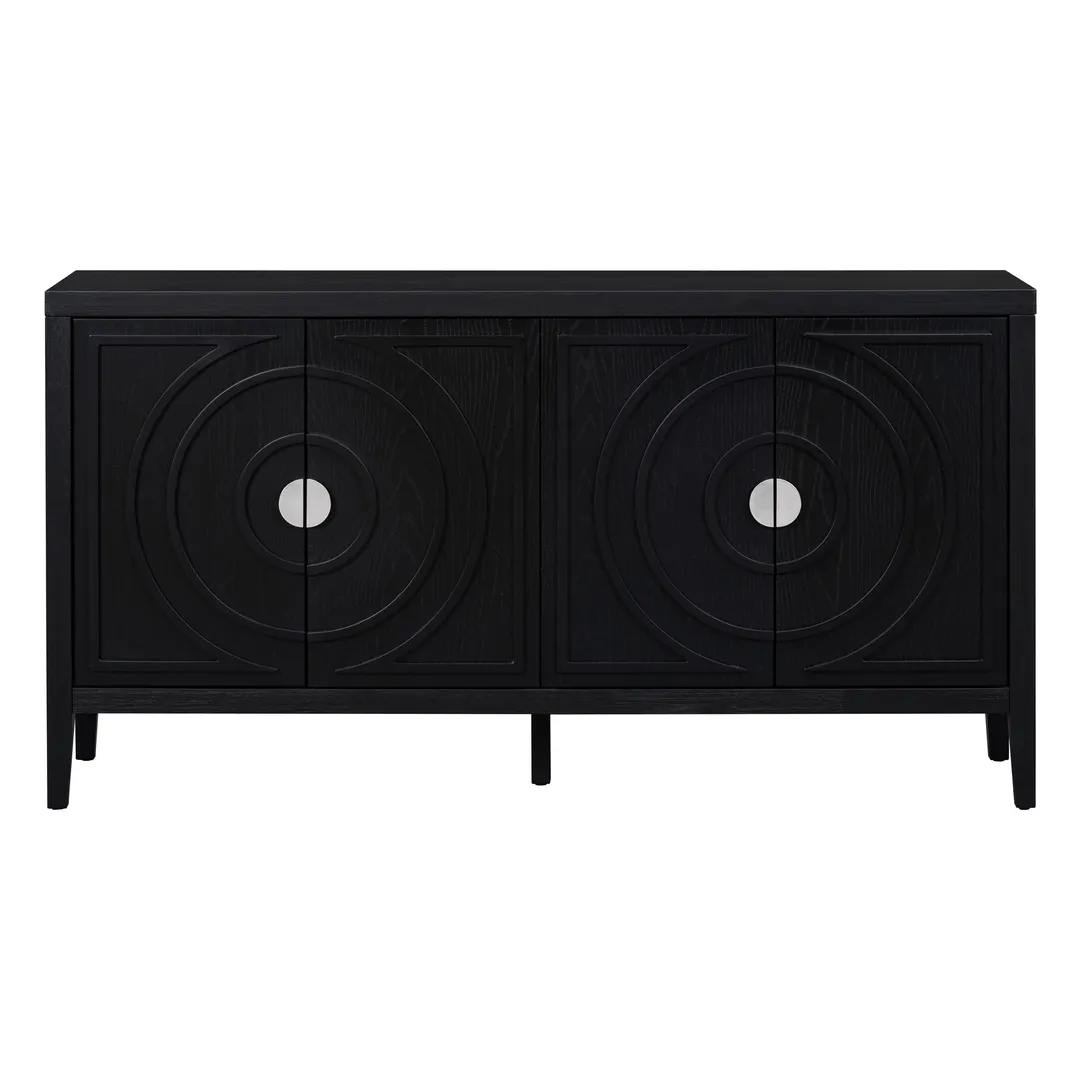 JIMSMAISON This retro sideboard has four doors with rounded lines on the doors to create a three-dimensional look, the country-style cabinet adds a warm atmosphere to your home, photo 8 of 14