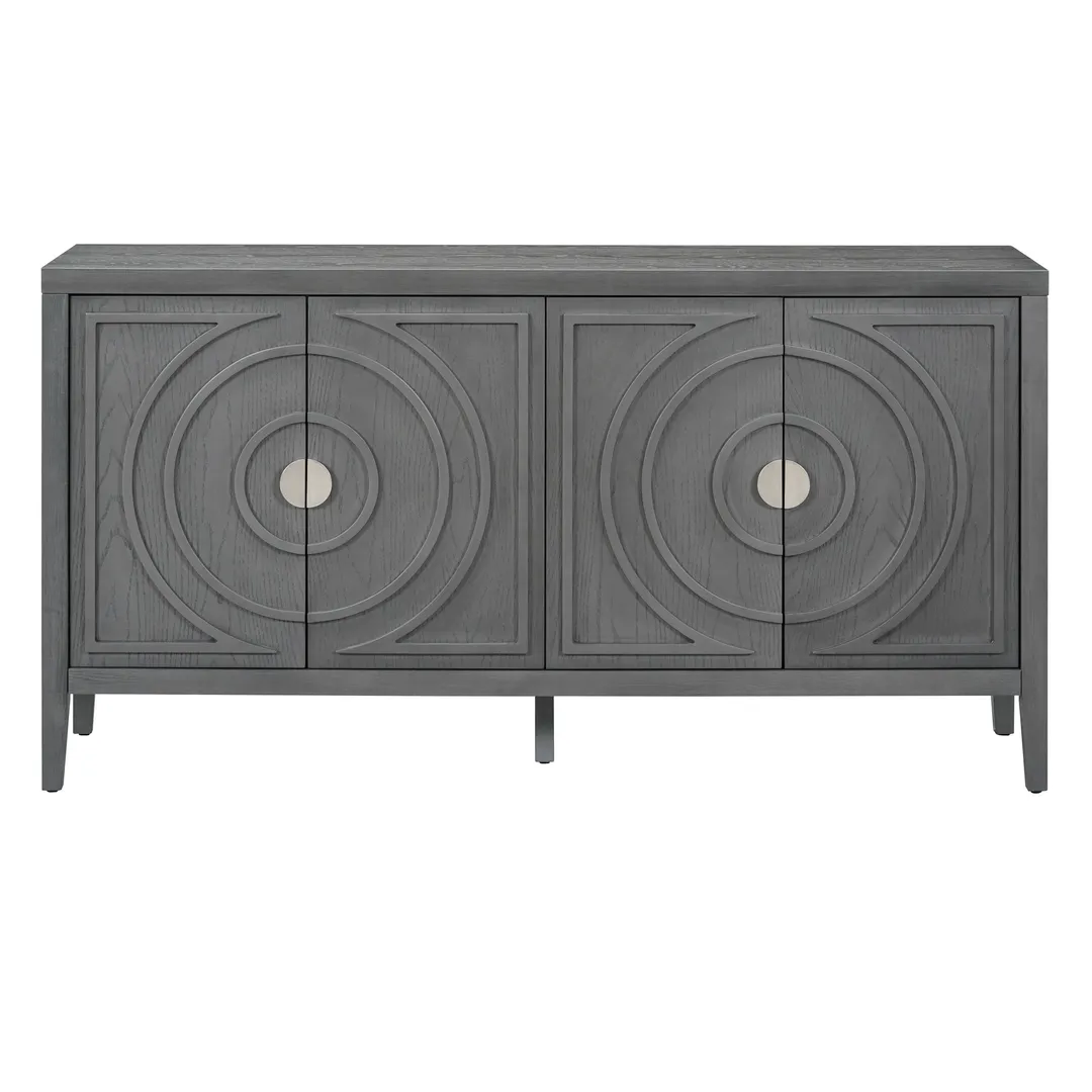 JIMSMAISON This retro sideboard has four doors with rounded lines on the doors to create a three-dimensional look, the country-style cabinet adds a warm atmosphere to your home, photo 6 of 13