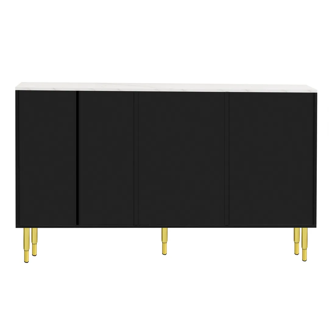 JIMSMAISON The amber-yellow glass doors and marble sticker tabletop are elegant and understated, and the gold metal legs reflect the texture, the design of this cabinet combines the features of modern simplicity and light luxury, photo 6 of 14