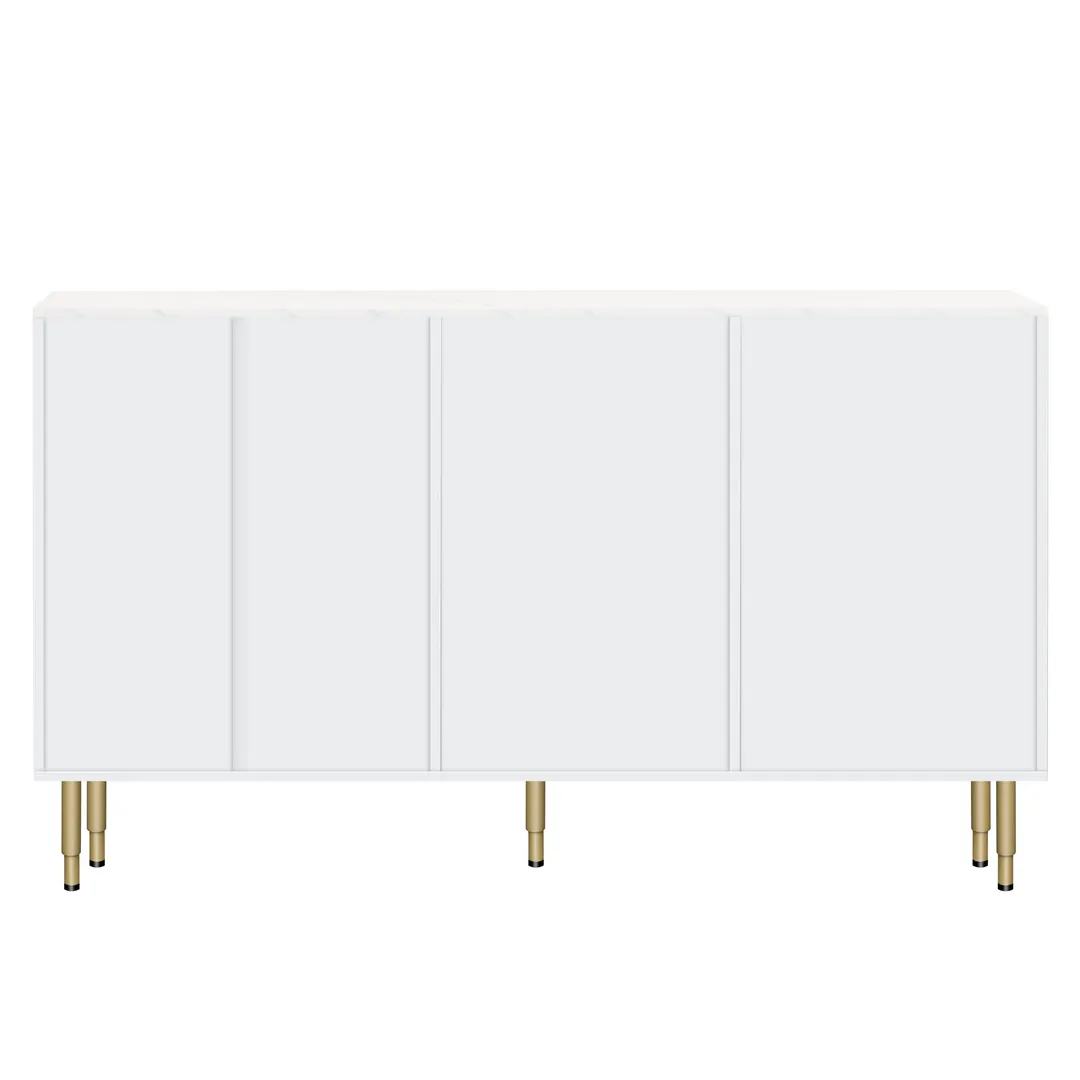 JIMSMAISON The amber-yellow glass doors and marble sticker tabletop are elegant and understated, and the gold metal legs reflect the texture, the design of this cabinet combines the features of modern simplicity and light luxury, photo 6 of 13