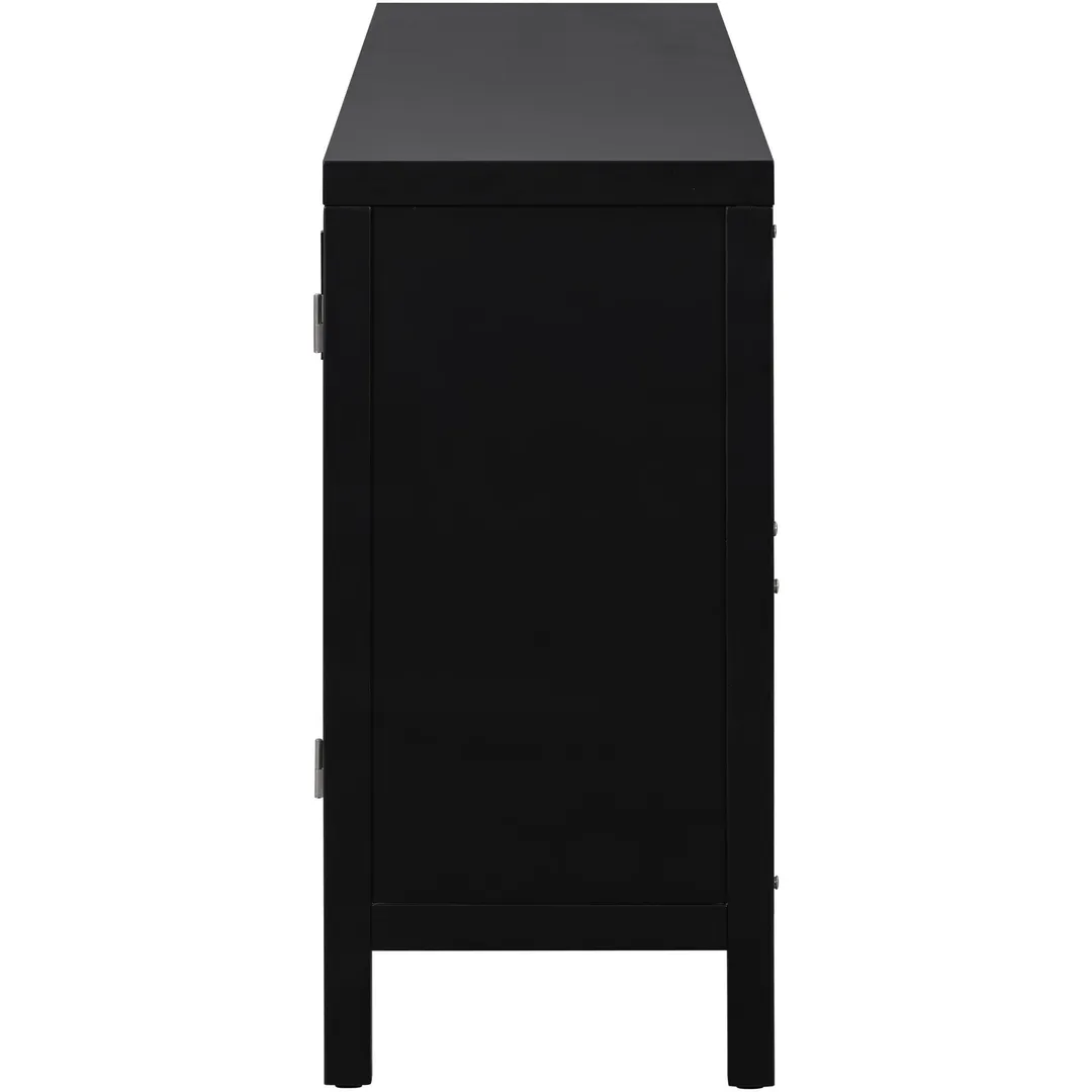 JIMSMAISON The 4-door cabinet with special-shape artificial rattan door panels, convenient metal handles, and a straight-line frame, is an ideal choice for any room in your home, photo 3 of 14