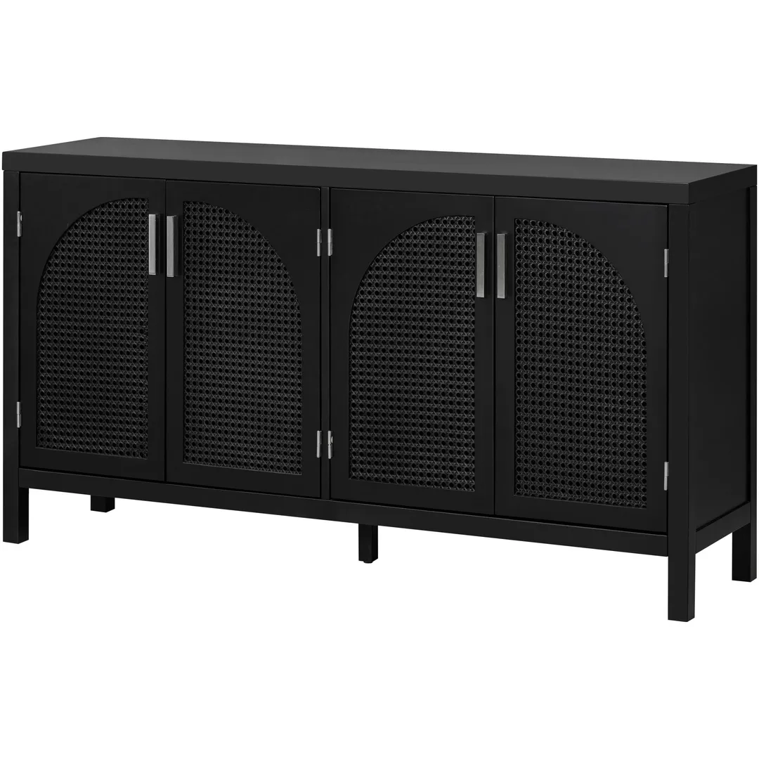 JIMSMAISON The 4-door cabinet with special-shape artificial rattan door panels, convenient metal handles, and a straight-line frame, is an ideal choice for any room in your home, photo 5 of 14