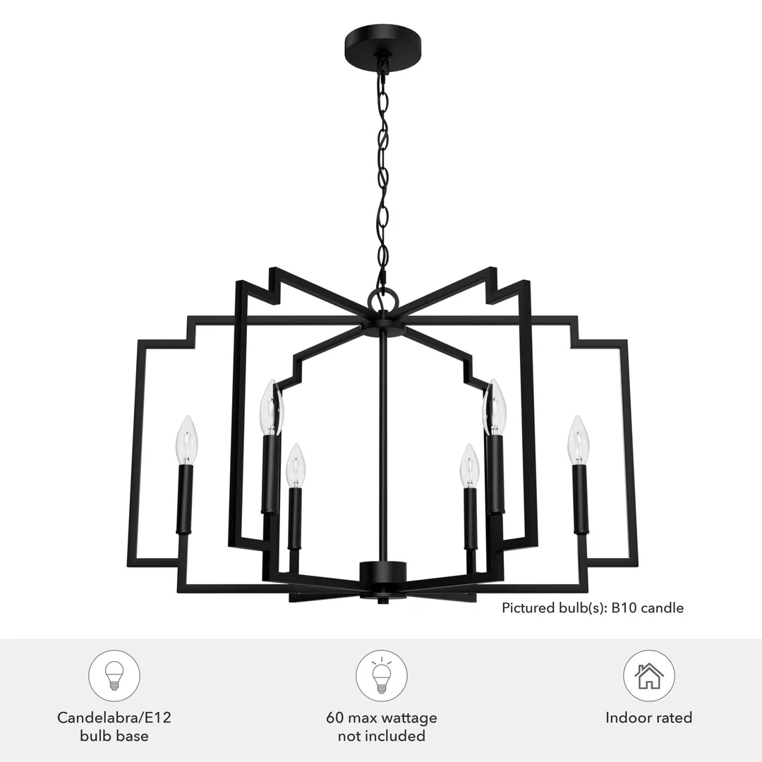 Hunter Zoanne 6-Light Matte Black Modern/Contemporary Cage Chandelier, photo 4 of 7