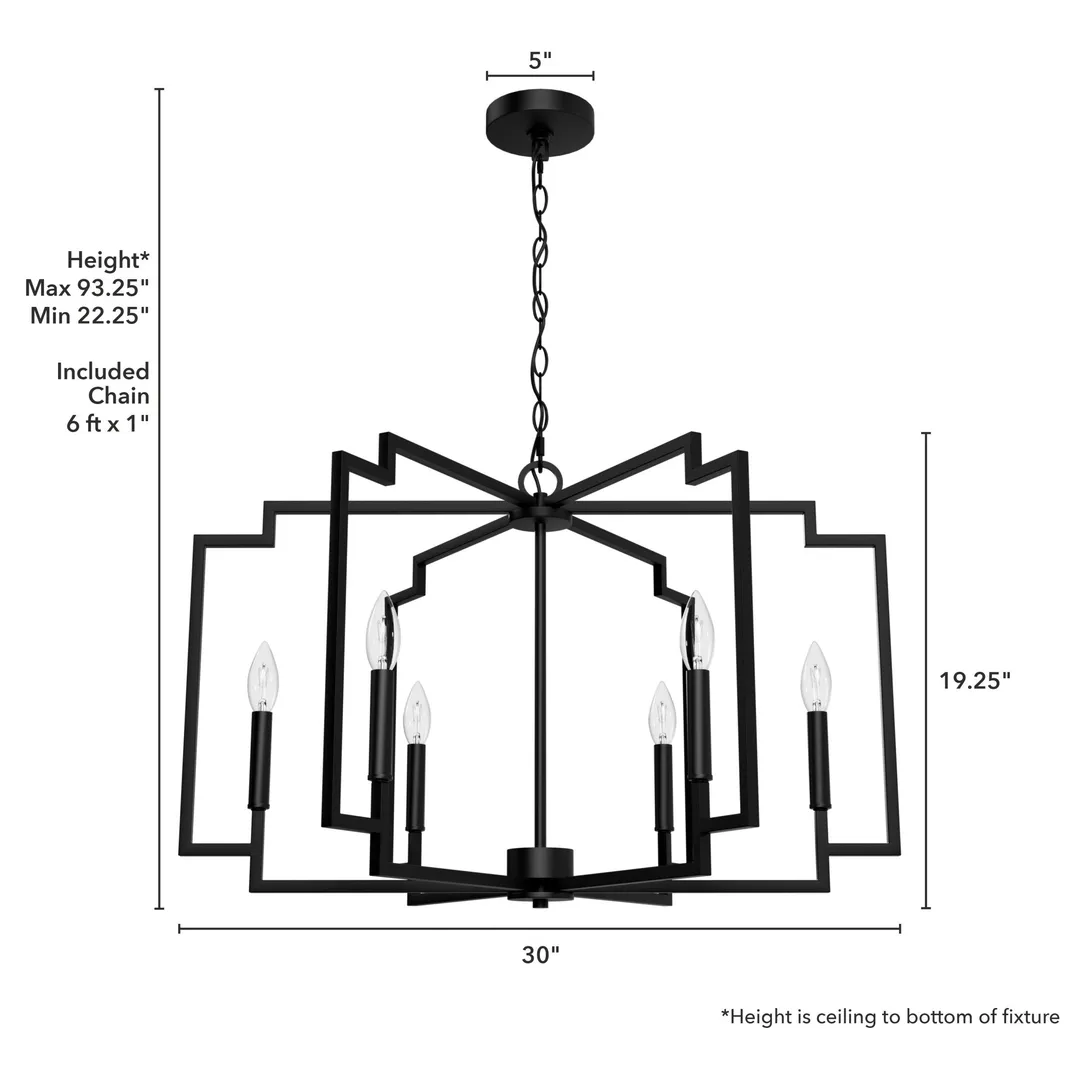 Hunter Zoanne 6-Light Matte Black Modern/Contemporary Cage Chandelier, photo 3 of 7
