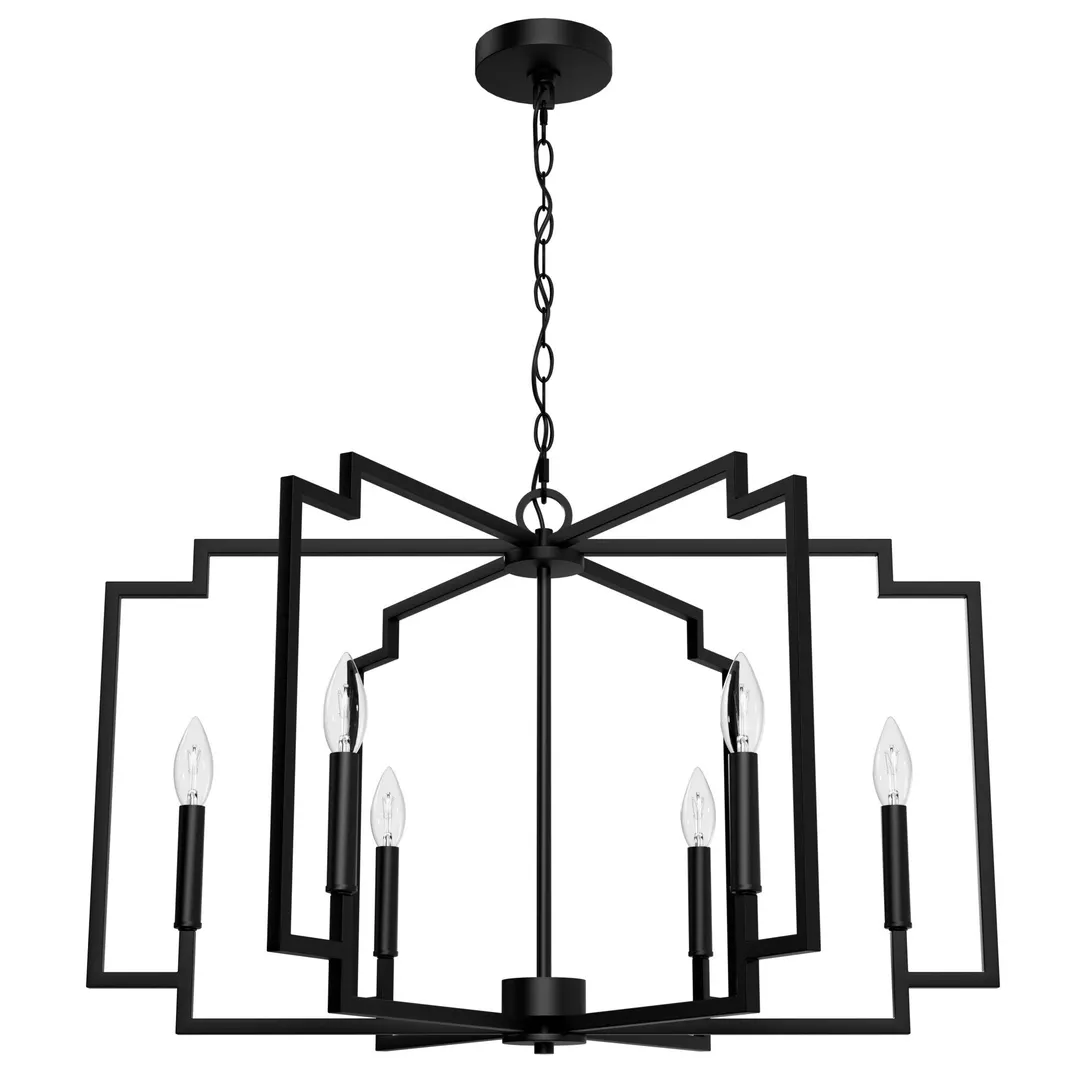 Hunter Zoanne 6-Light Matte Black Modern/Contemporary Cage Chandelier, photo 7 of 7