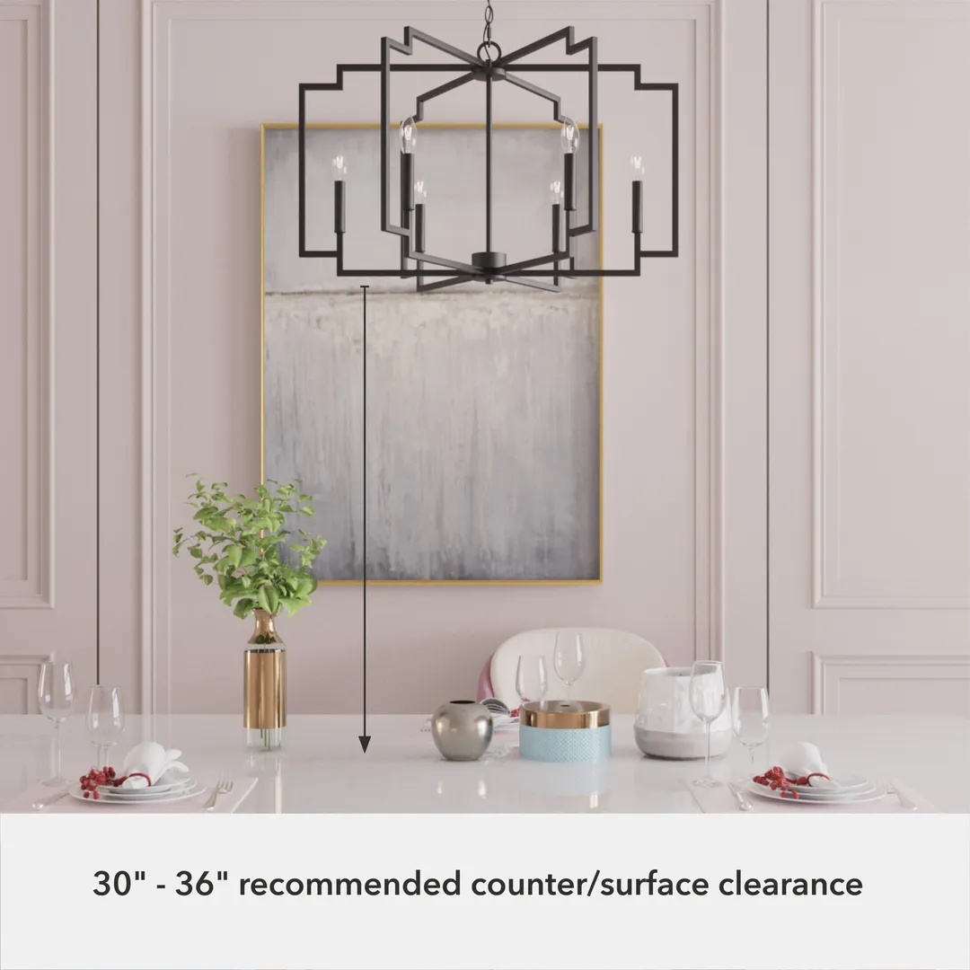 Hunter Zoanne 6-Light Matte Black Modern/Contemporary Cage Chandelier, photo 5 of 7