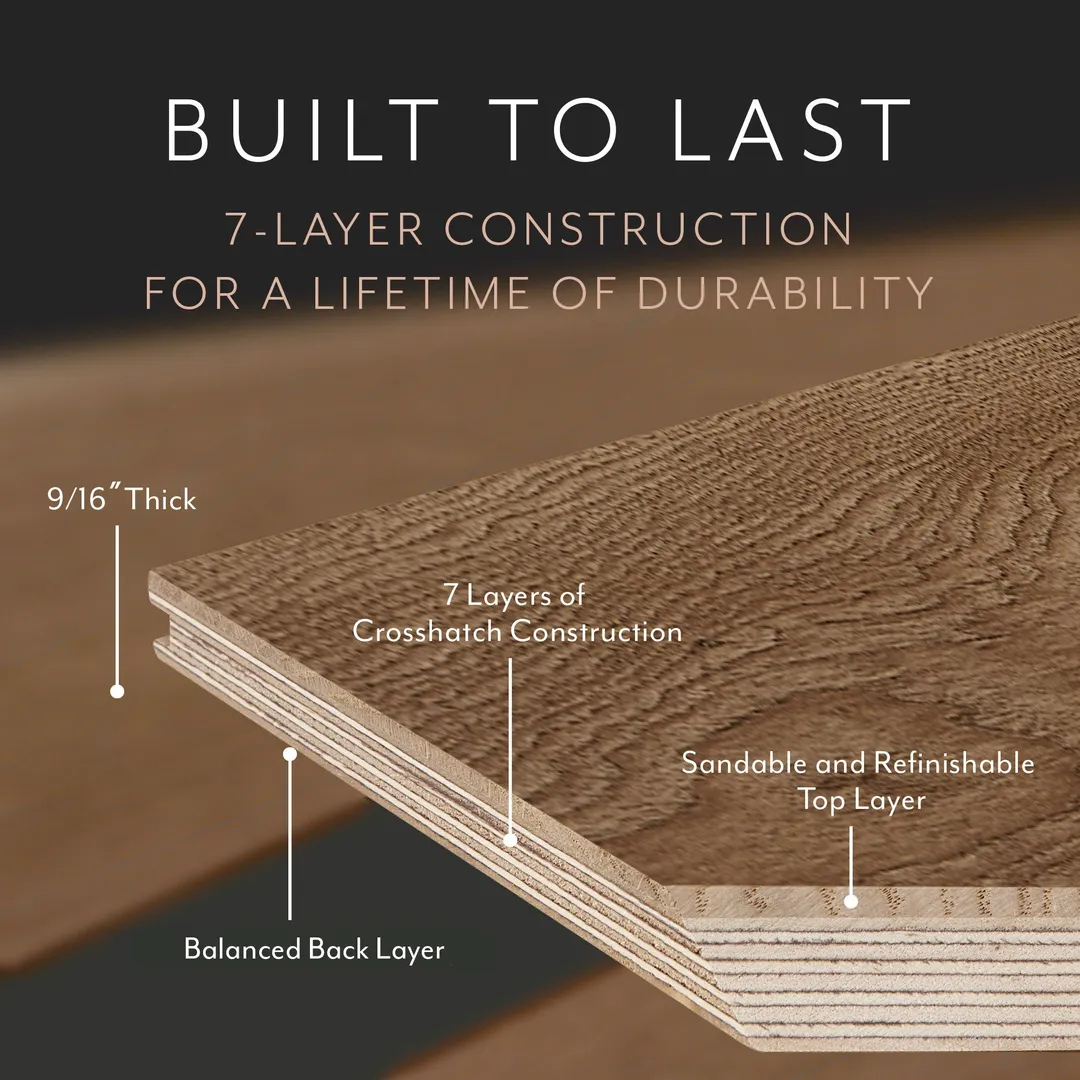 Element Flooring Tanglewood Plush Knot Hickory 9/16-in T x 8-33/50-in W Water Resistant Wirebrushed Engineered Hardwood Flooring ( 31.25-sq ft / Carton ), photo 8 of 10