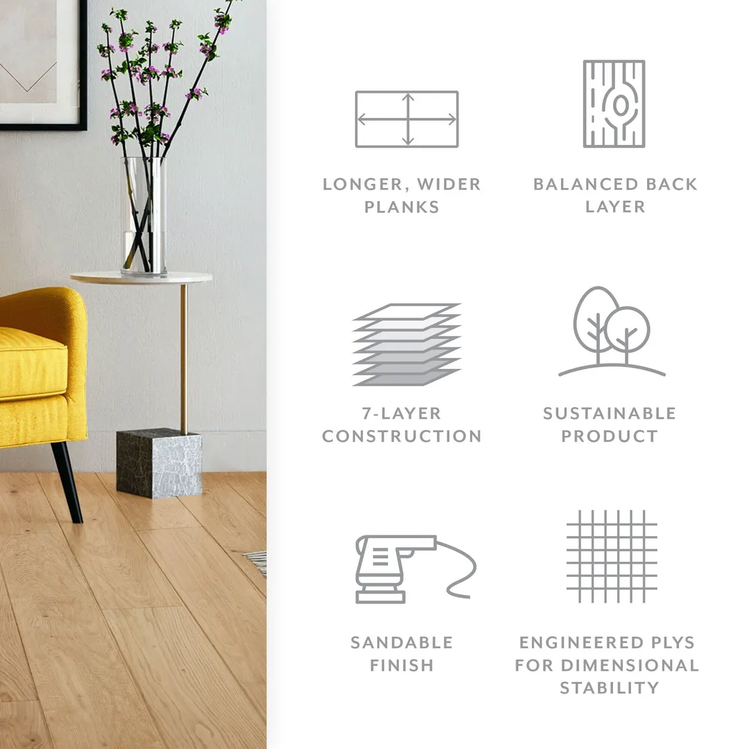 Element Flooring Sahara Yuma Sand European white oak 1/2-in T x 7-1/2-in W Smooth/Traditional Engineered Hardwood Flooring ( 31.09-sq ft / Carton ), photo 4 of 14