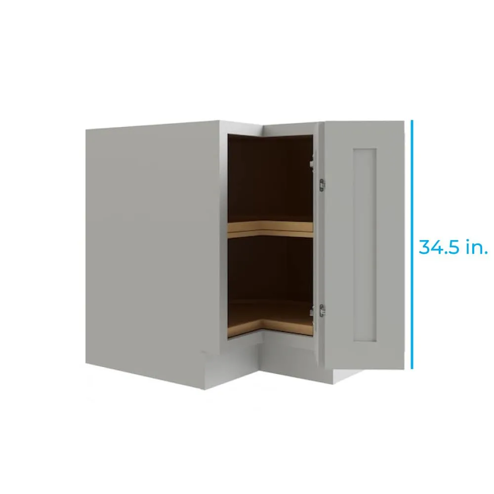 RELIABILT Parkstone 32-in W x 34.5-in H x 24-in D Grey Lazy Susan Corner Base Fully Assembled Plywood Cabinet (Shaker Style), photo 2 of 10