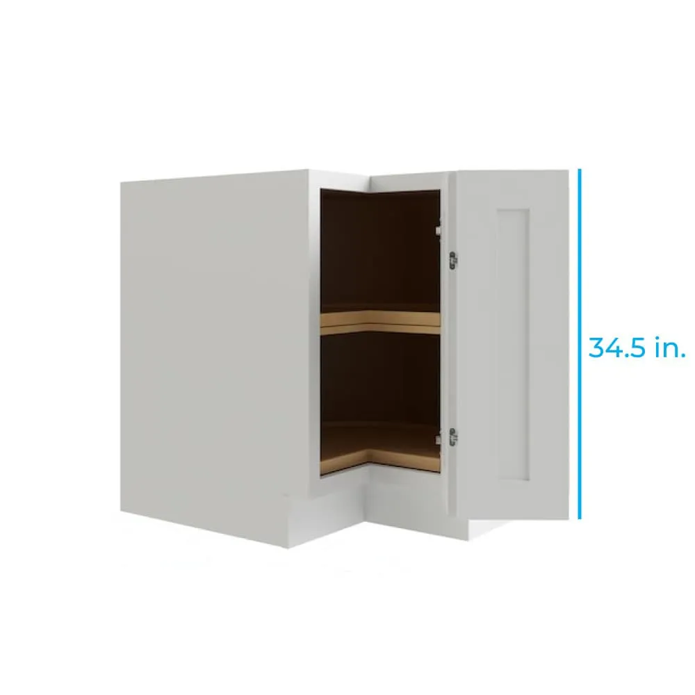 RELIABILT Parkstone 32-in W x 34.5-in H x 24-in D White Lazy Susan Corner Base Fully Assembled Plywood Cabinet (Shaker Style), photo 2 of 10