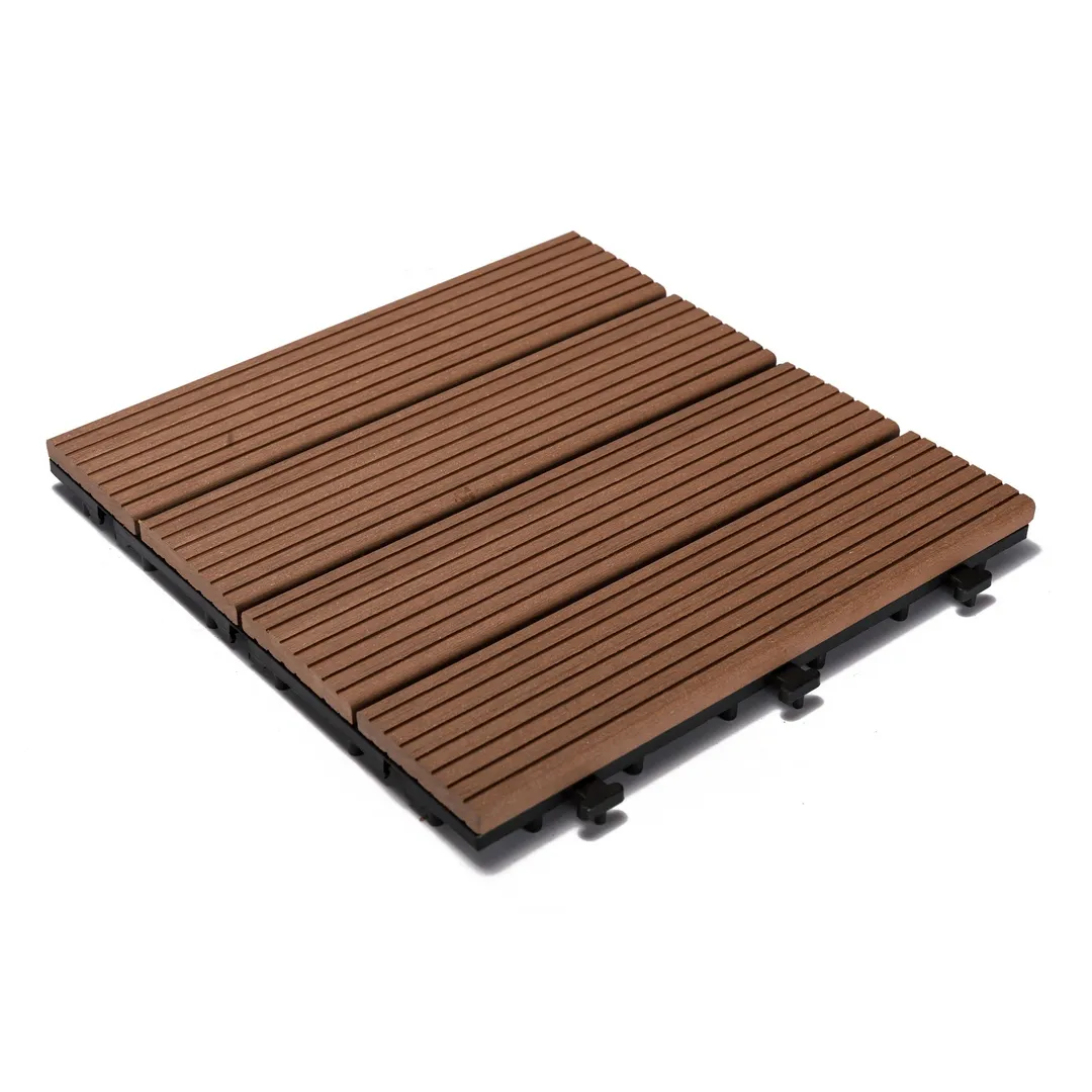 Courtyard Casual 12-in x 12-in 9-Pack Brown Prefinished Composite Deck Tile, photo 3 of 8