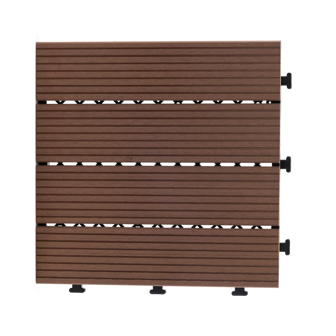Courtyard Casual 12-in x 12-in 9-Pack Brown Prefinished Composite Deck Tile, photo 2 of 8