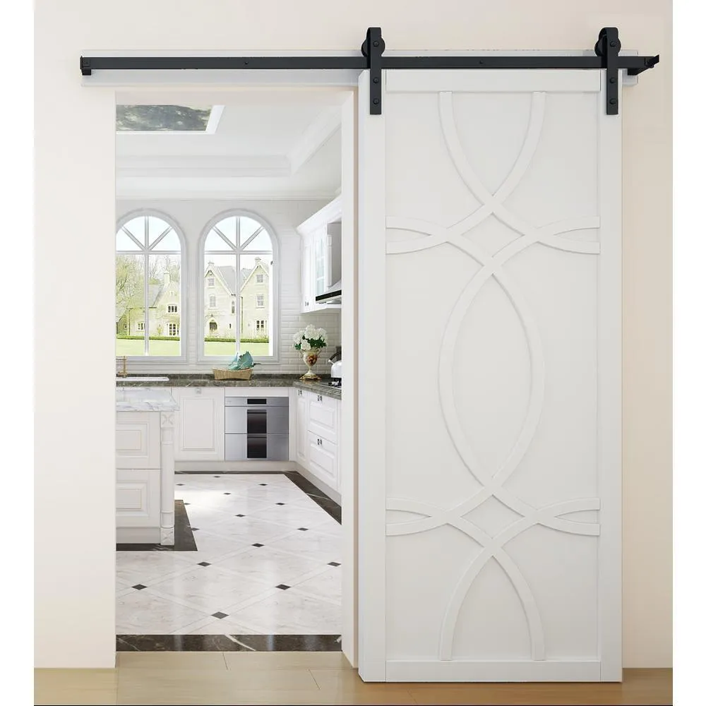 VeryCustom 42 in. x 84 in. Hollywood Bright White Wood Sliding Barn Door with Hardware Kit, photo 3 of 28