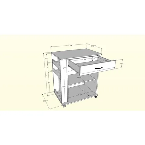 Brown Composite Base with Wood Laminate Top Kitchen Cart