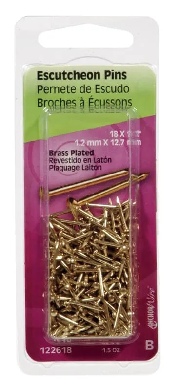 18 Ga. x 1/2 in. Brass-Plated Steel Escutcheon Pins, 1 Pack (1.5 oz)