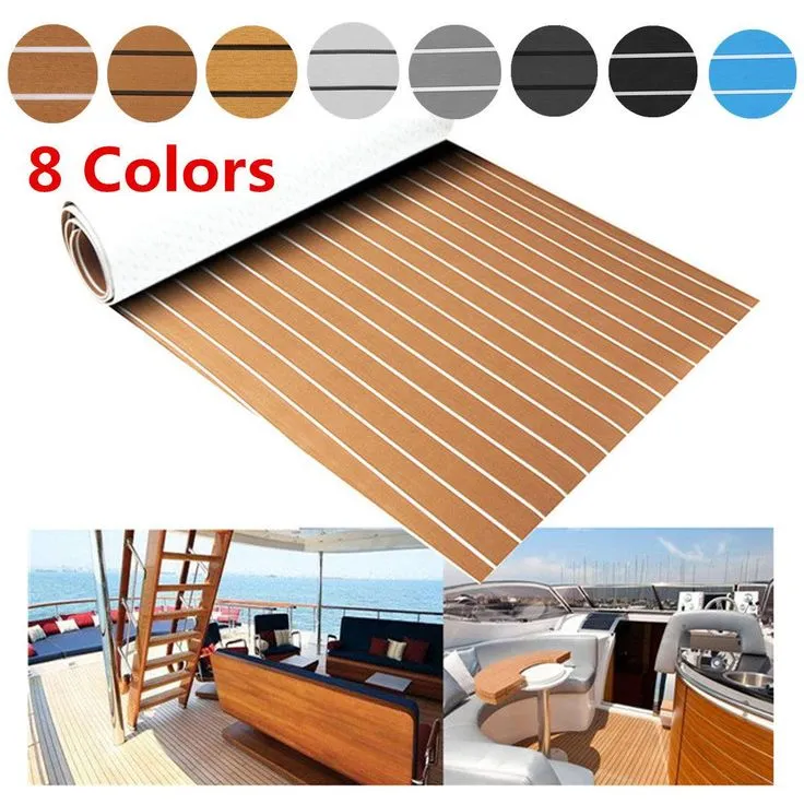 12 Colors 94''x35'' / 91''x35'' Marine Yacht Boat & RV Flooring Sheet Teak EVA Foam Synthetic Self-Adhesive Non-slip Mat 6mm Thicknes, photo 5 of 14