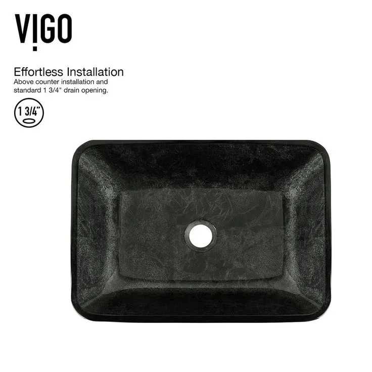 VIGO Onyx Handmade Glass Rectangle Vessel Bathroom Sink in Gray Onyx, photo 2 of 8