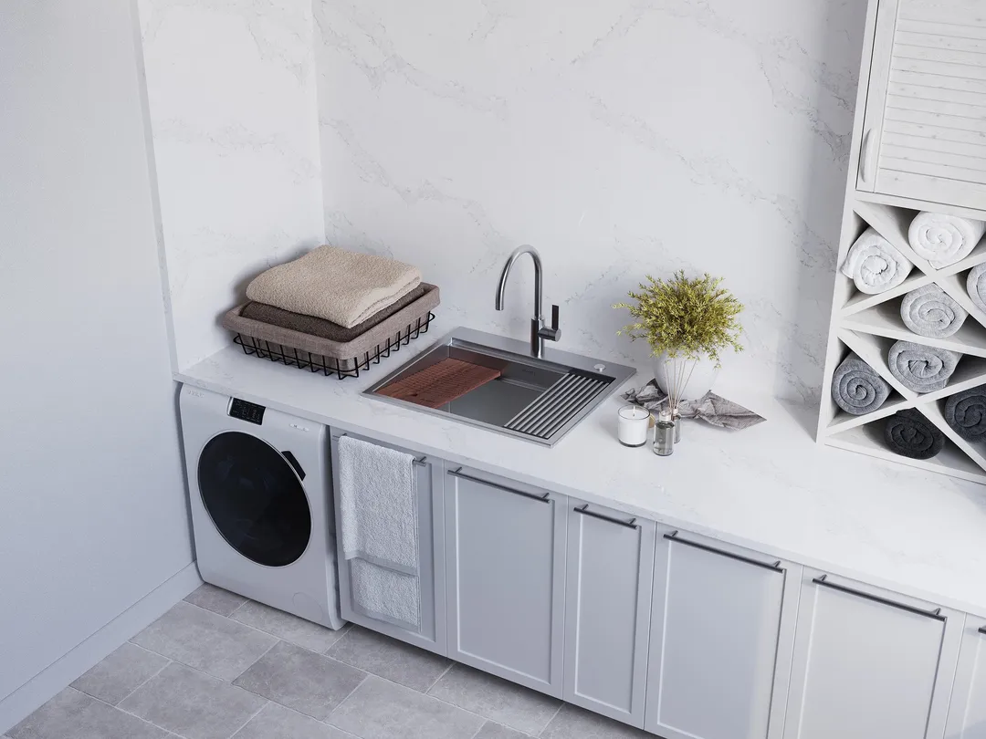 Ruvati Stainless Steel Undermount Laundry Sink with Drain - 21" x 18", photo 22 of 34