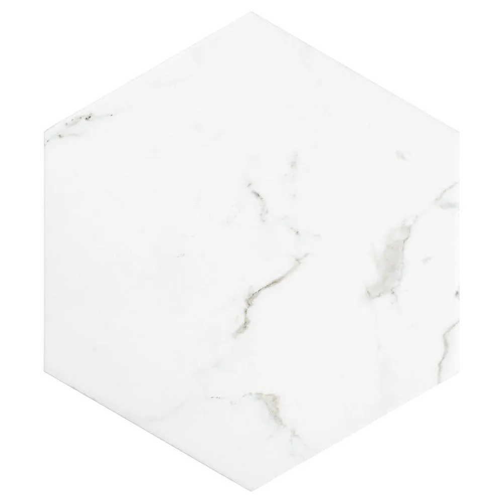 Merola Tile Timeless Calacatta Hex 8-5/8 in. x 9-7/8 in. Porcelain Floor and Wall Tile (11.56 sq. ft. / Case), photo 8 of 20