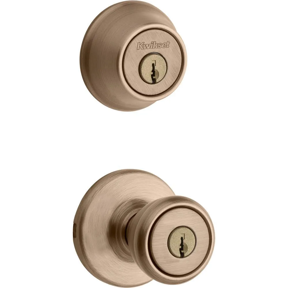 Kwikset Tylo Satin Chrome Entry Door Knob and Single Cylinder Deadbolt Combo Pack, photo 7 of 8