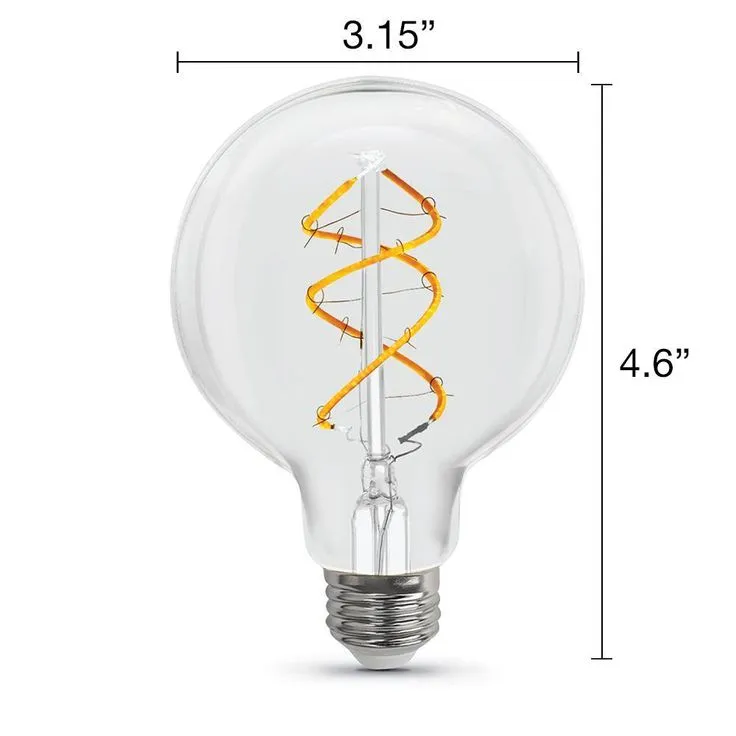 Feit Electric 40-Watt Equivalent G25 Dimmable Clear Glass Vintage Edison LED Light Bulb with Spiral Filament Warm White (1-Bulb), photo 8 of 8